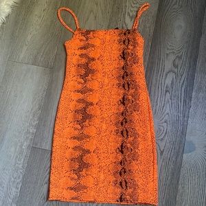 orange bodycon designed dress